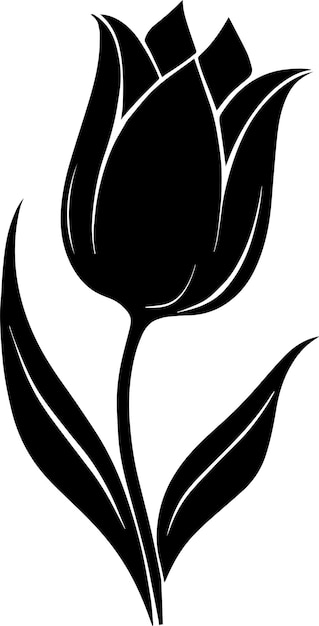 Vector tulip flower logo monochrome design style