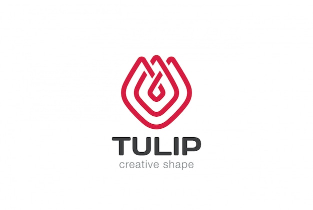 Шаблон логотипа тюльпан цветок в абстрактном линейном стиле