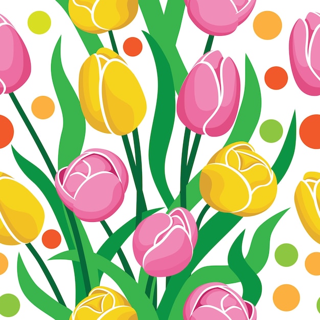 Tulip flower seamless pattern vector design