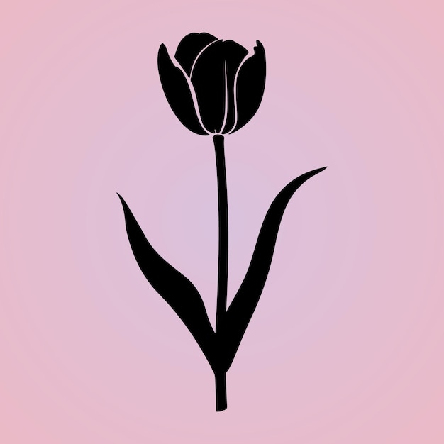 Tulip flower silhouette Hand art decorative tulip flower Decoration for fabricwrapping wallpaper