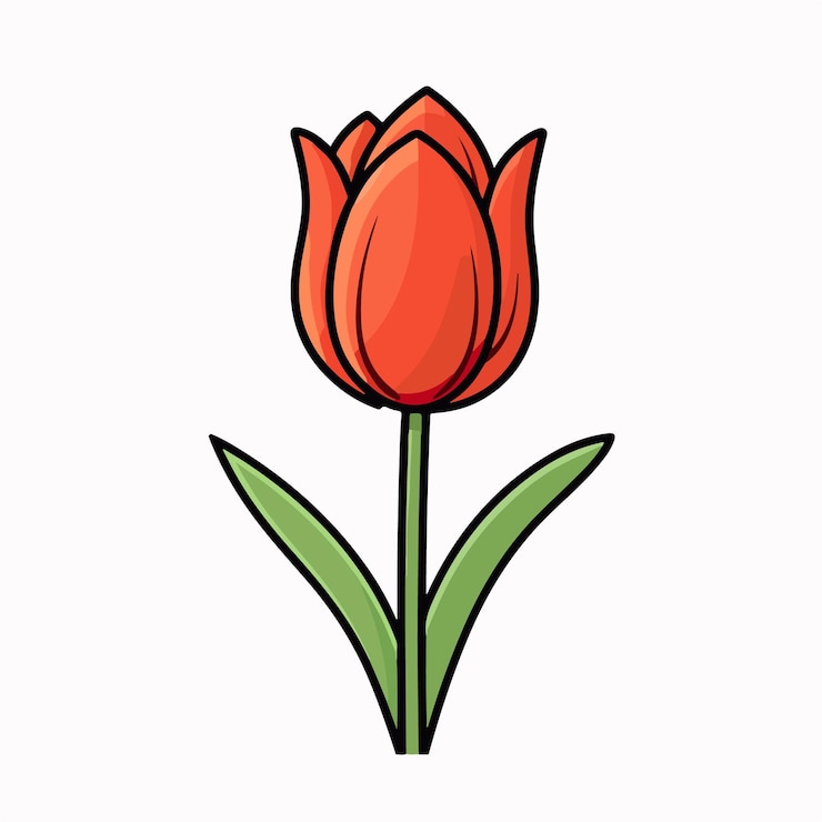 Vector tulip platte vector illustratie tulip cartoon handtekening geïsoleerde vector illustratie