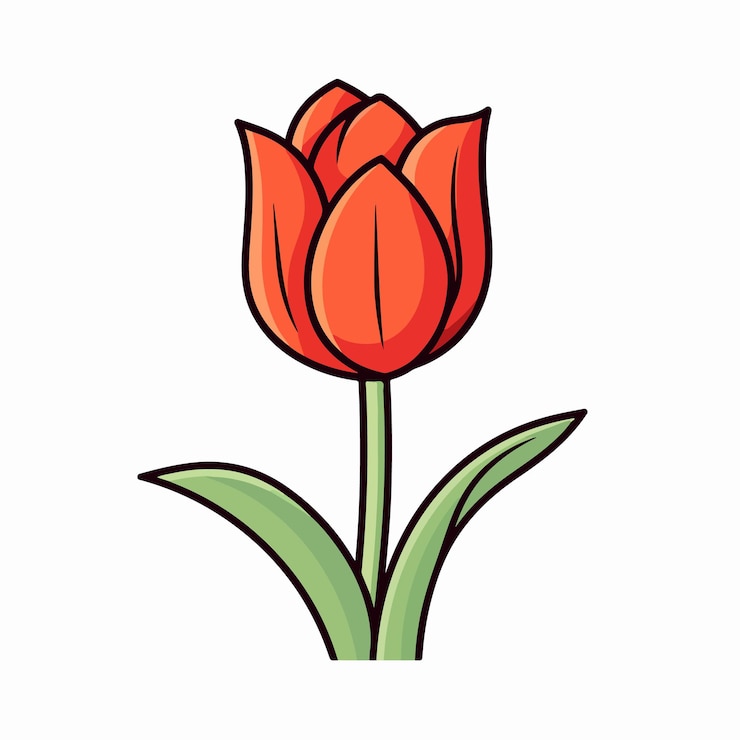 Vector tulip platte vector illustratie tulip cartoon handtekening geïsoleerde vector illustratie