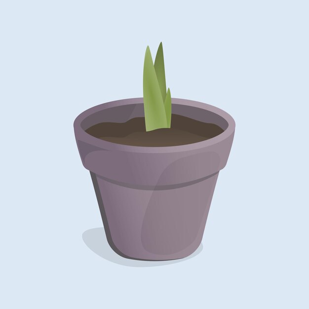 Vector tulip sprout in a pot