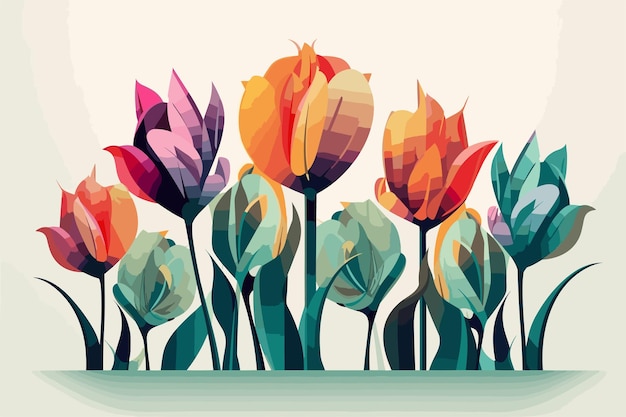 Tulip vector art illustraion on white background