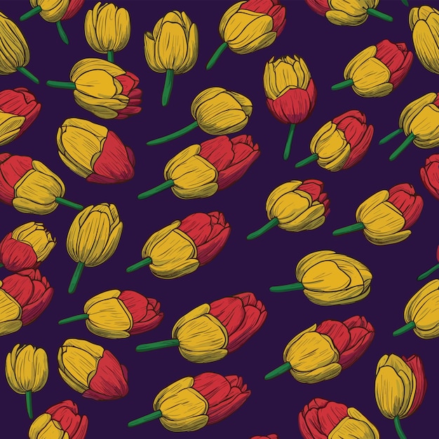 Vector tulips pattern background wallpaper