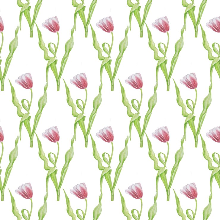 Vector tulips pattern watercolor frame