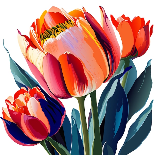 Vector tulips or rose colorful flowers vector illustration