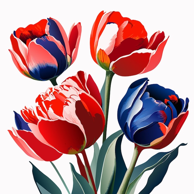 Тюльпаны или розы красочные цветы векторная иллюстрация