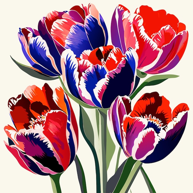 Tulips or rose colorful flowers