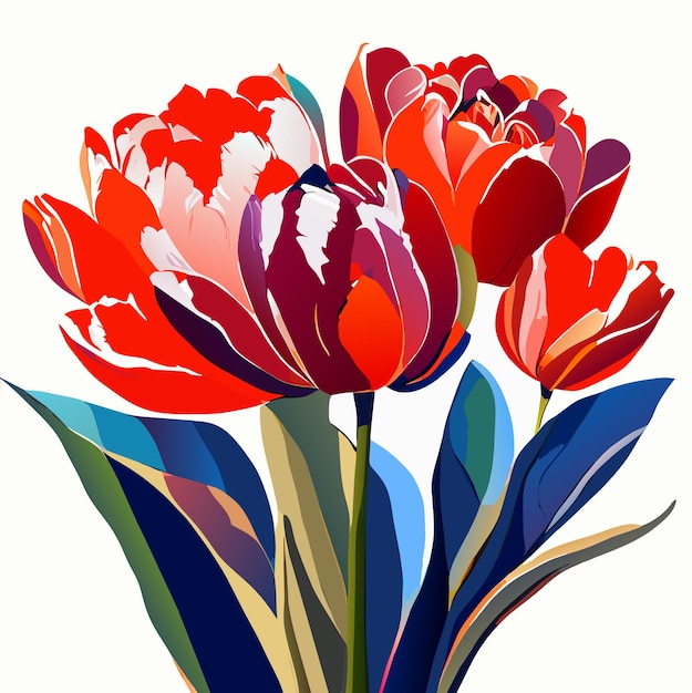 Tulips or rose colorful flowers