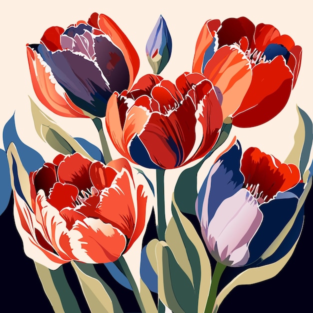 Tulips or rose colorful flowers