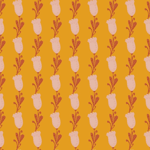 Tulips seamless pattern. cute hand drawn flowers background.