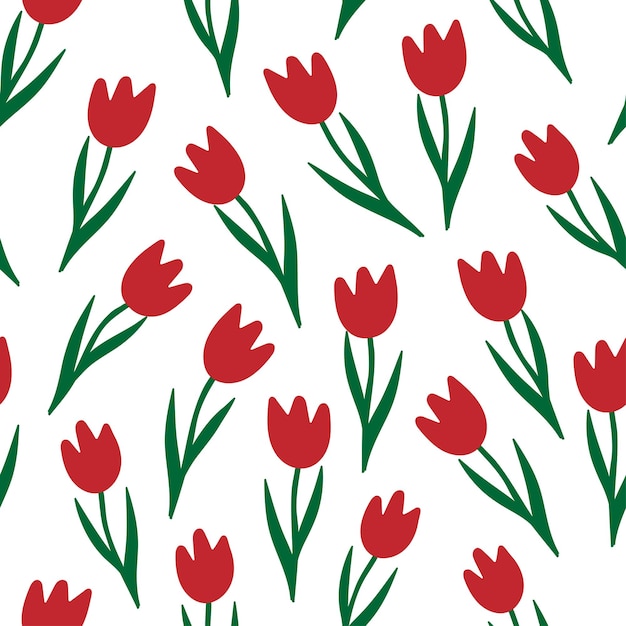 Tulp naadloze vector patroon Lente bloemen eenvoudige stijlvolle herhaling textuur