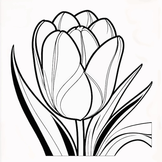 Tulpen bloem contour digitale kleurpagina voor kinderen en volwassenen