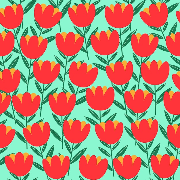 Tulpen bloemen patroon vector naadloos