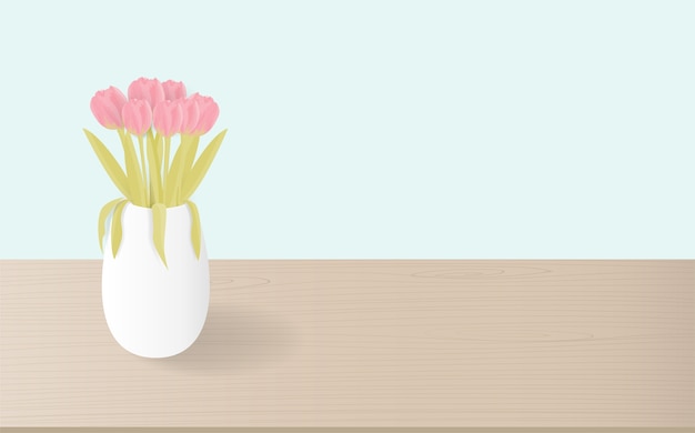 Vector tulpenbloem in een witte pot