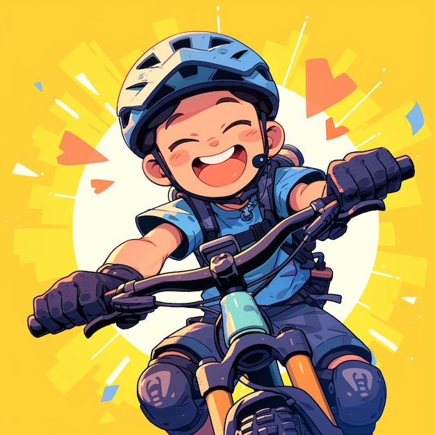 Vector a tulsa boy rides a mountain bike in cartoon style