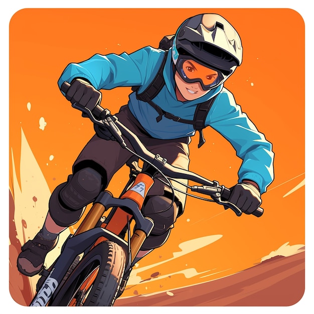 Vector a tulsa boy rides a mountain bike in cartoon style