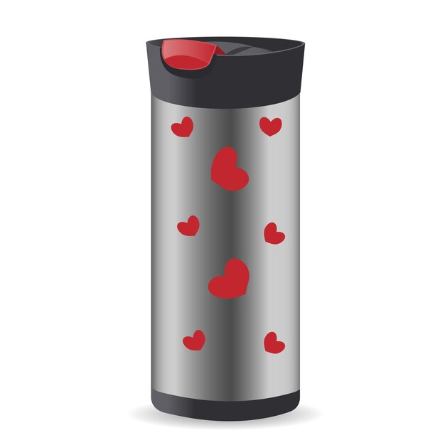 Vector tumbler cup with open pushin lid thermos for hot and cold drinks vector realistic illustration