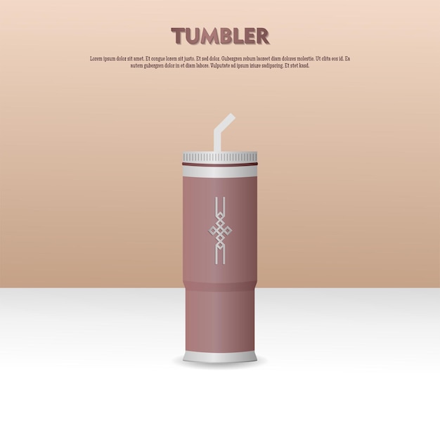 Tumbler mockup in alluminio bottiglia con doff rosso e colori grigi bottiglia d'acqua realistica per mockup vettoriale