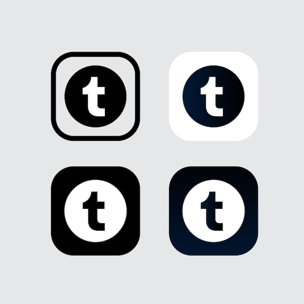 Vector tumblr social media logo icon with 4 variations