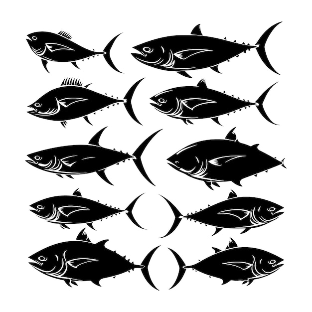 Tuna fish black Silhouette sketch art