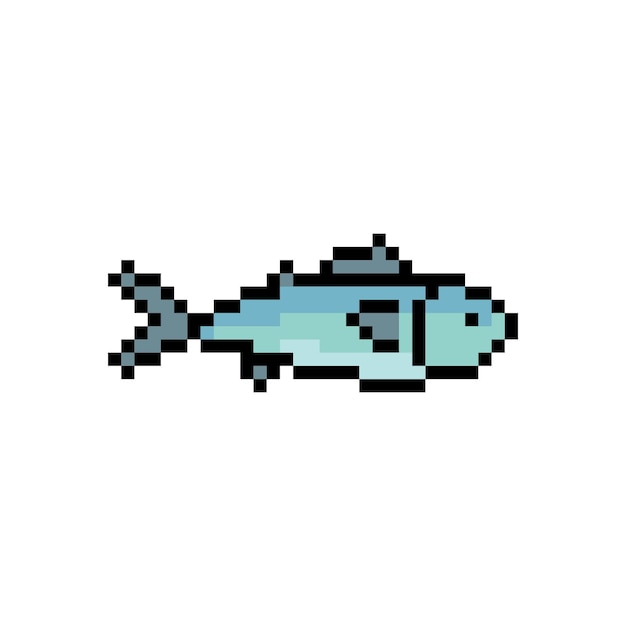 Vector tuna fish icon pixel art illustration 8 bit