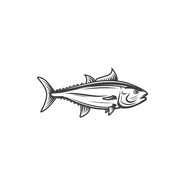 Vector tuna ocean and marine fish fishing and food