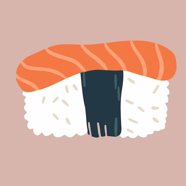 Vector tuna sushi illustratie met met de hand getekend icoon