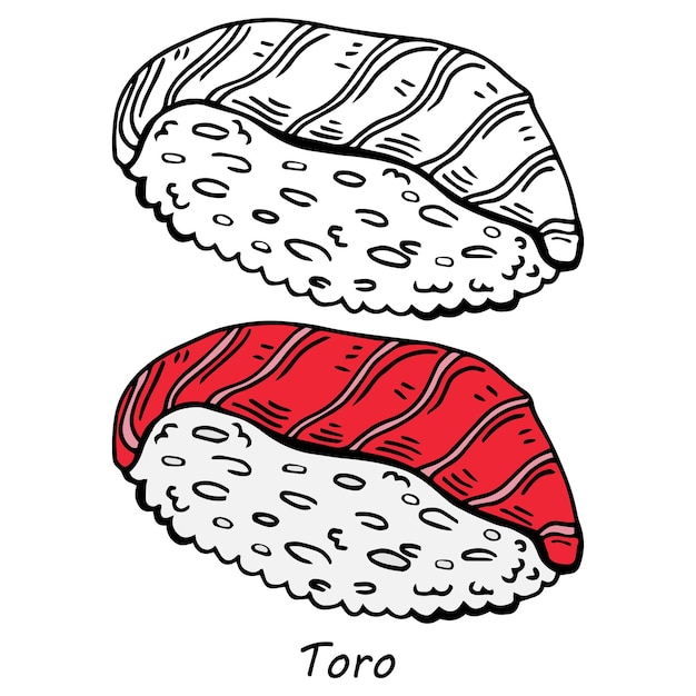Vector tuna toro sushi in japan