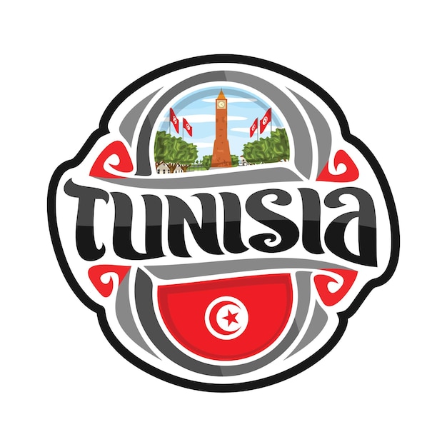 Tunesië Sticker Vlag Logo Badge Reizen Souvenir Illustratie