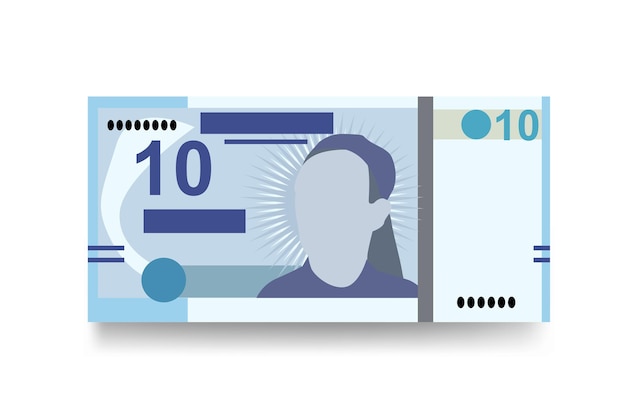 Tunesische Dinar Vector Illustratie Tunesië geld set bundel bankbiljetten Papiergeld 10 TND