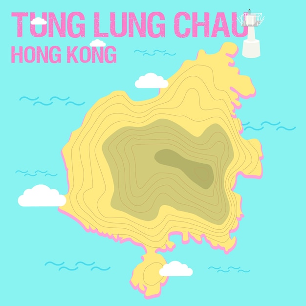 Tunglungchau island hongkong hk vector map