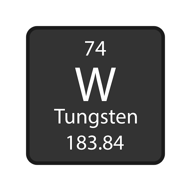 Tungsten symbol Chemical element of the periodic table Vector illustration