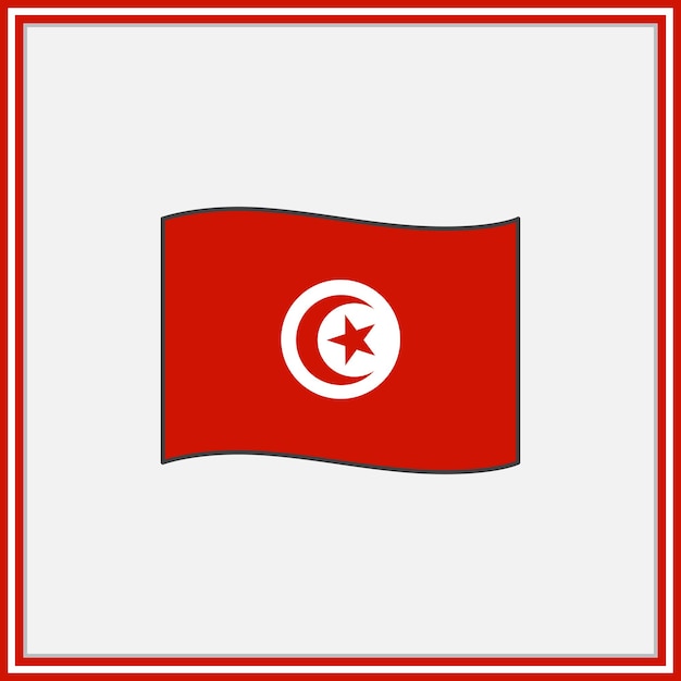 チュニジアの国旗漫画ベクトル イラスト チュニジアの旗フラット アイコンの概要国民のチュニジアの国旗