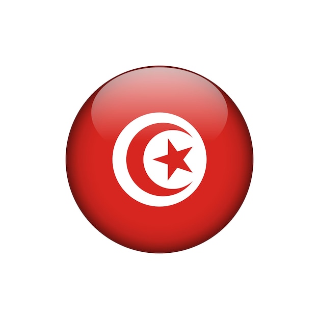 Tunisia Flag Circle Button Vector Template