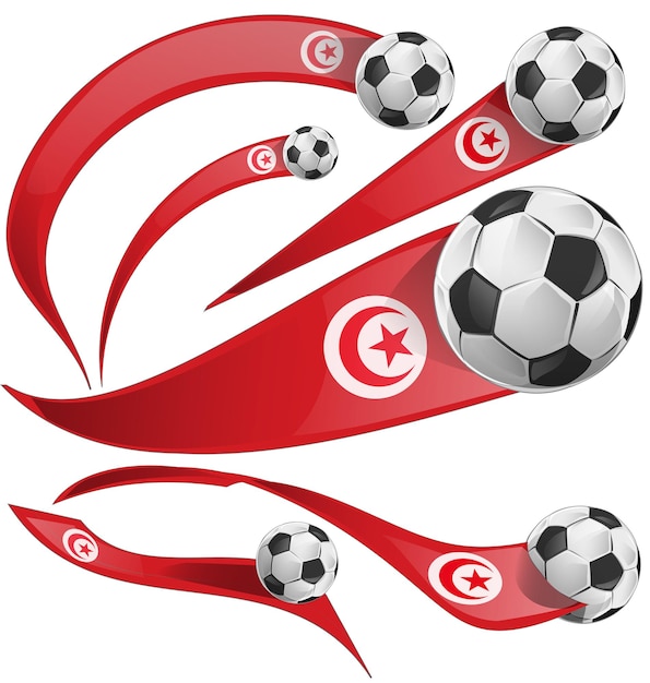 Vector tunisia flag set with soccer ball