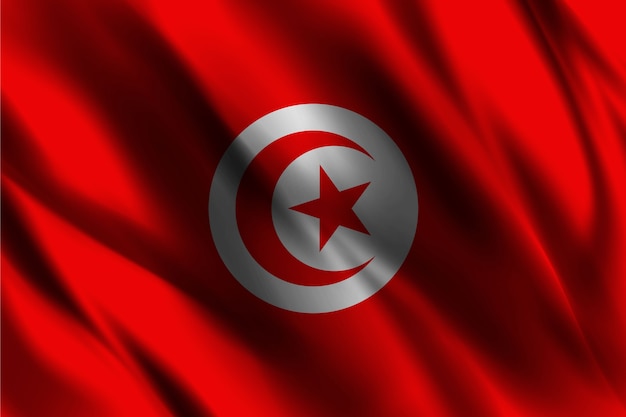 Tunisia bandiera nazionale sventolando sfondo di seta