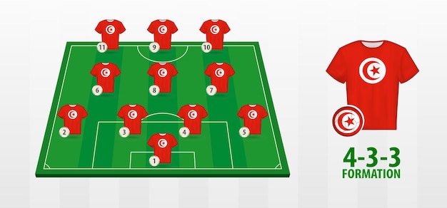 Сборная Туниса по футболу на футбольном поле.