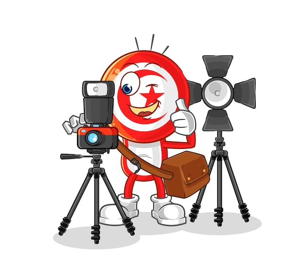 Tunisia photographer character cartoon mascot vector