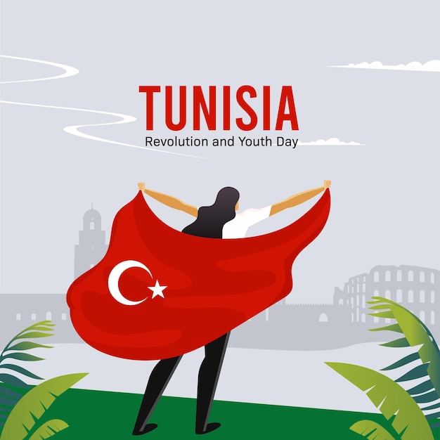 Tunisia Revolution and Youth Day illustration
