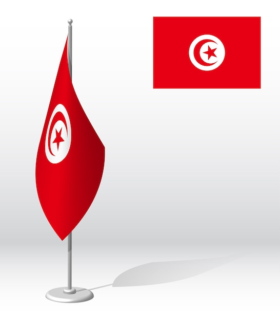 TUNISIA Vlag op vlaggenmast voor de registratie van plechtige evenementen met buitenlandse gasten Nationaal