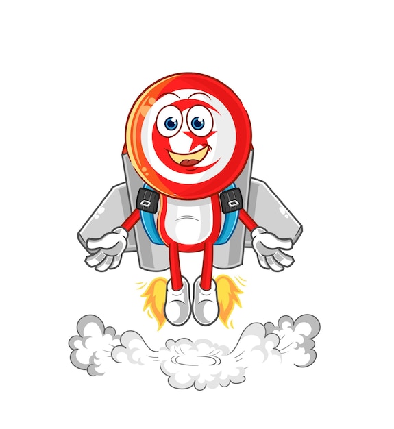 La tunisia con il vettore del fumetto della mascotte del jetpack