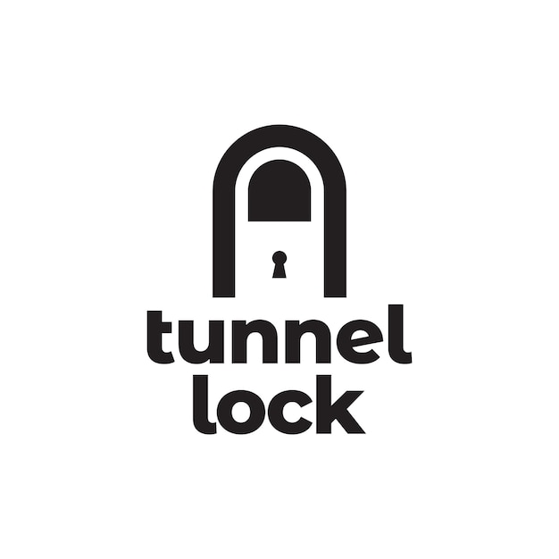 Tunnel met hangslot logo ontwerp vector grafisch symbool pictogram teken illustratie creatief idee