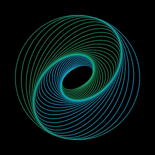 Tunnelsamenvatting Gedraaide gekleurde cirkel 3d Gedraaide lijnen Groen logo Bol 3d