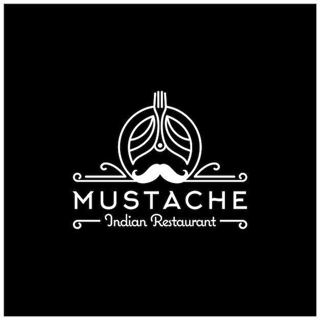 Turban Fork Mustache India Indian Cuisine Food Restaurant logo design