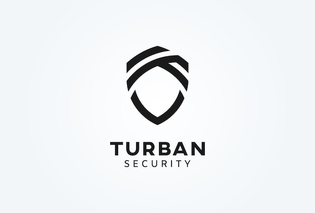 ターバンのロゴ ターバンとシールドの組み合わせフラット デザイン ロゴ テンプレート ベクトル図