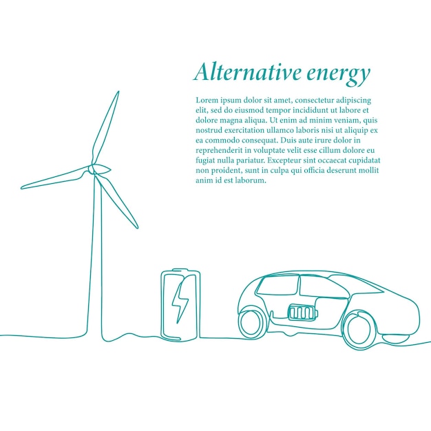 Vector turbine met opslagbatterij en auto