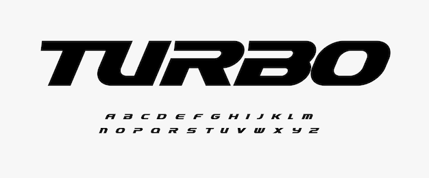 Turbo dynamic alphabet heavy and action font speed type for modern sport logo speed race headline