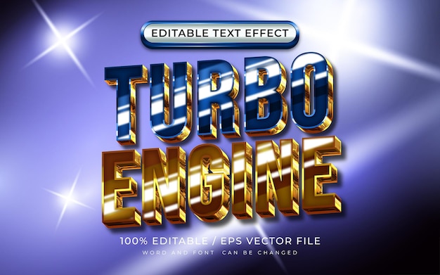 Effetto di testo 3d modificabile turbo engine shiny